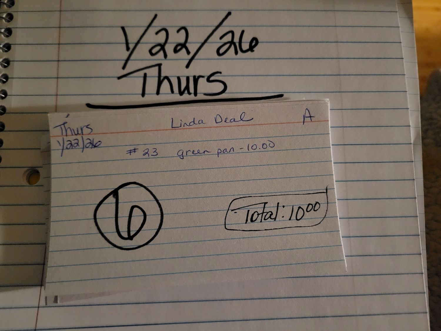 Linda deal 1/22/26 thur auc