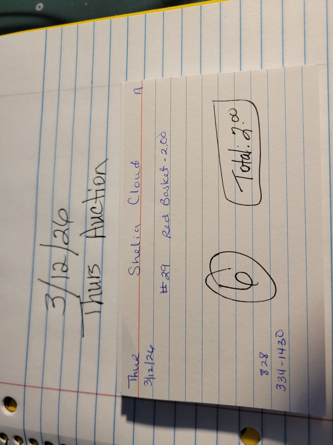 Shelia cloud 3/12/26 thur auc