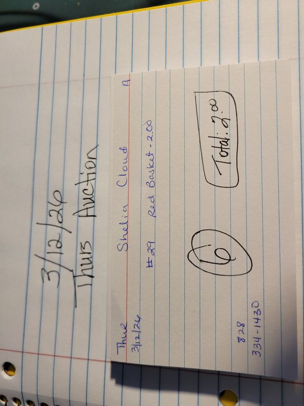 Shelia cloud 3/12/26 thur auc