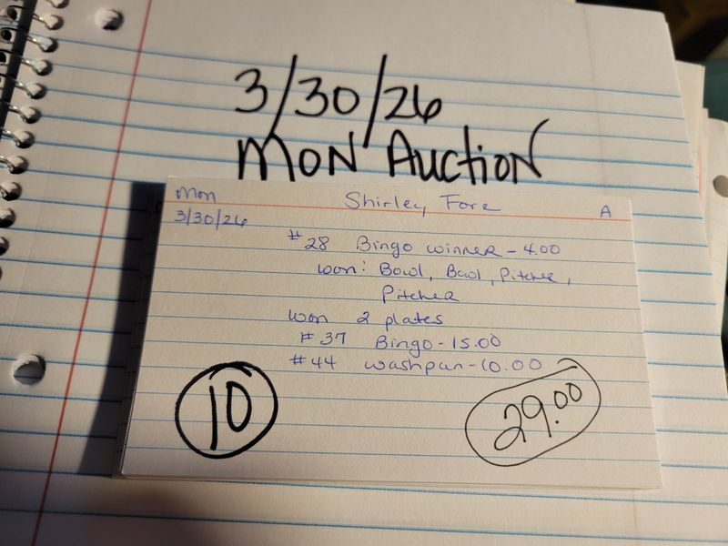 Shirley Fore 3/30/26 auc mon