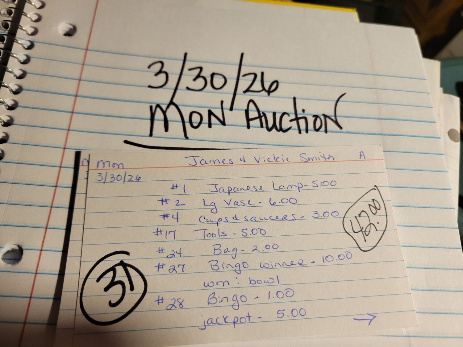 James and vickie Smith 3/30/26 auc  mon