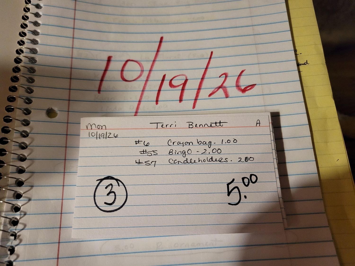Terri Bennett 10/19=26 mon auc