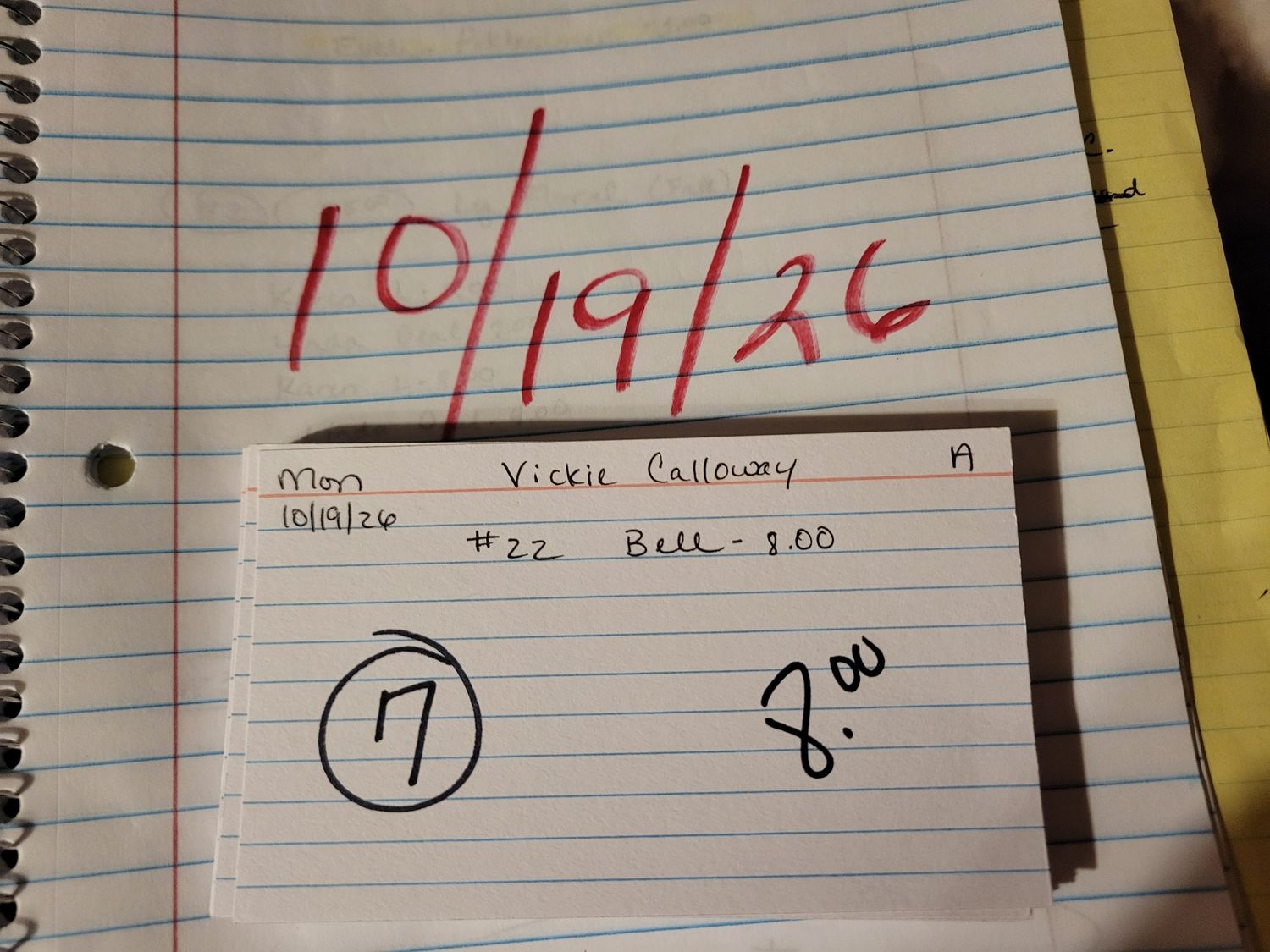Vickie calloway 10/19/26 mon auc