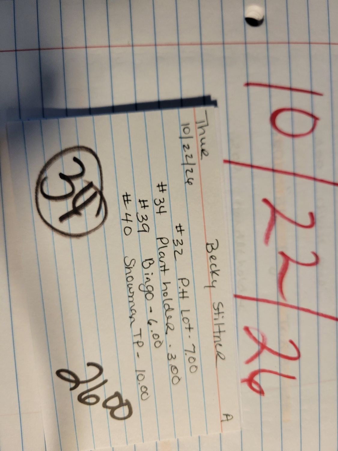Becky stiltner 10/22/26 thur auc