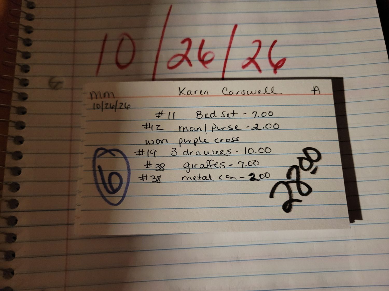 Karen carswell 10/26/26 auc mon