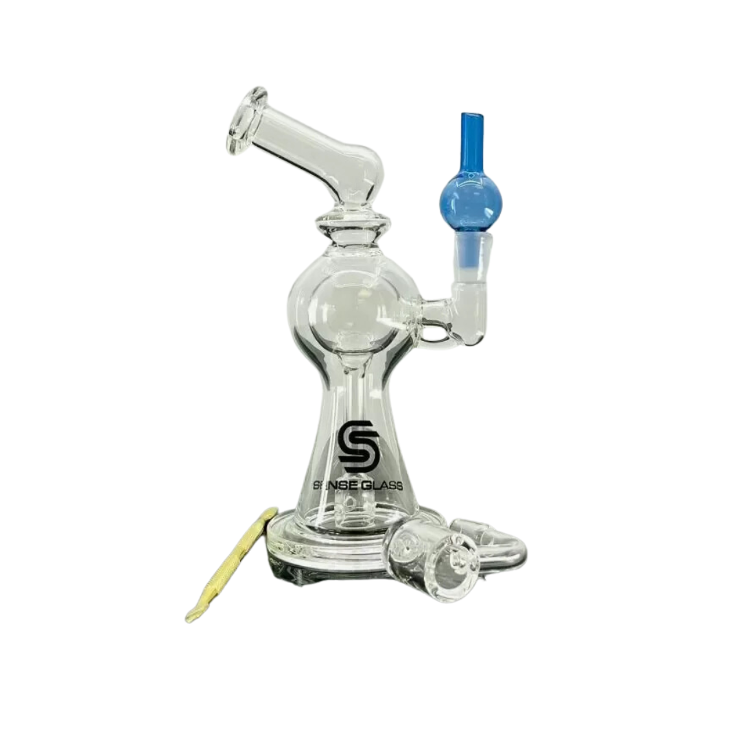 SENSE GLASS MINI DAB RIG KIT 6.3&quot; (YW/GN) 10mm QUARTZ BANGER