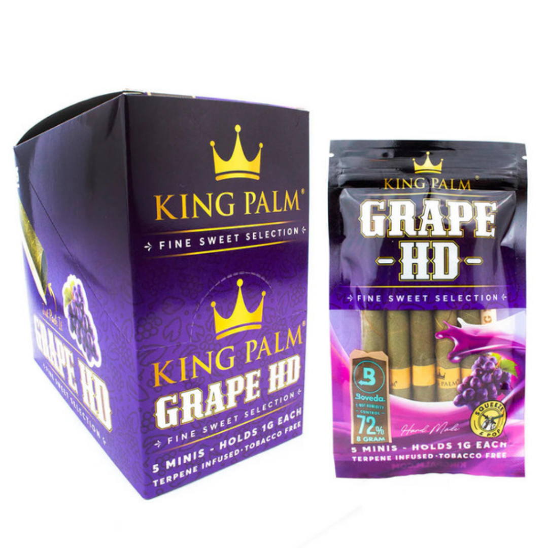 KING PALM MINI CONES 5CT/PK 15PK/DISPLAY GRAPE HD