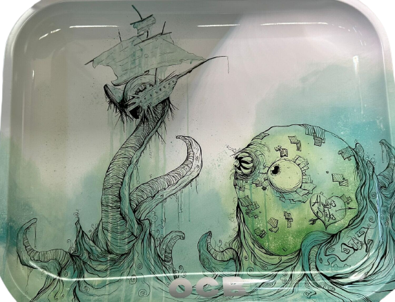 OCB ROLLING TRAY METAL LARGE, MODELO: SEA MONSTER