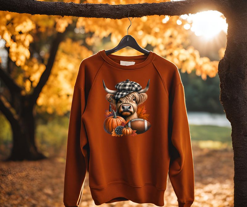 Football Fall Highland Cow