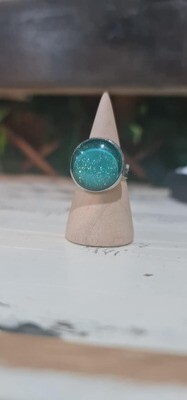 Silver green ring