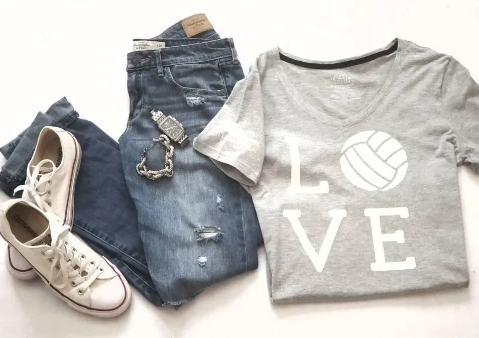 Love. Volleyball. Sports Fan. Womens cotton Tee shirt.