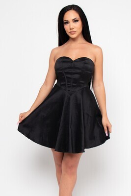 LACK STRAPLESS SWEETHEART MINI DRESS WITH LINING