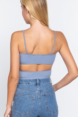 Women&#39;s V-NECK W/BOW DETAIL SIDE CUT-OUT KNIT CAMI TOP