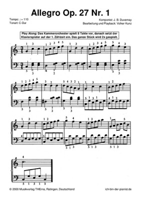 Playalong-Set „Allegro Op. 27 Nr. 1” (J. B. Duvernay)