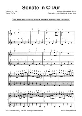 Playalong-Set „Sonate in C-Dur” (Wolfgang Amadeus Mozart)