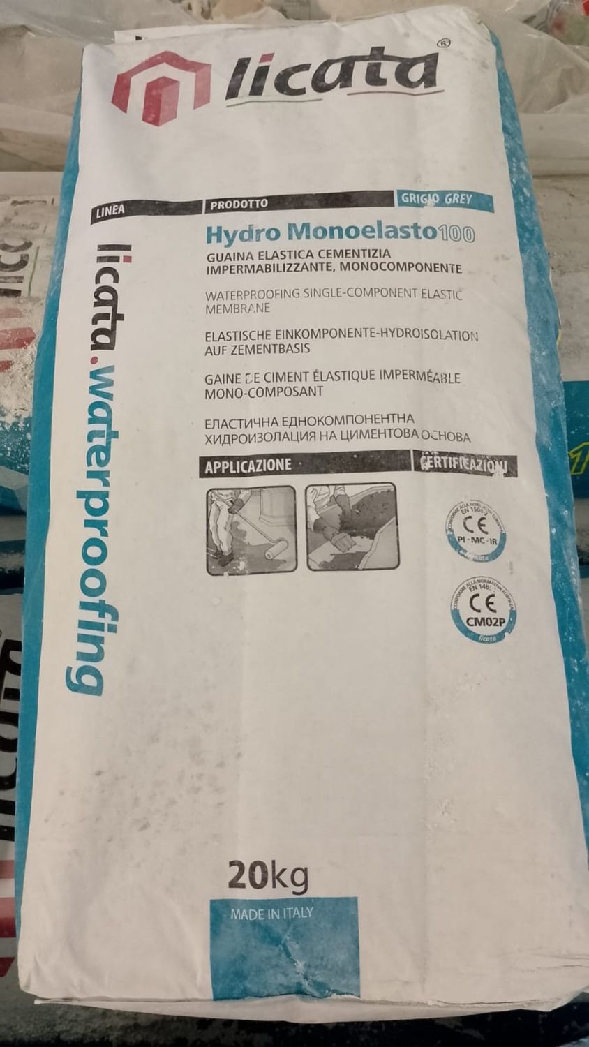 hydro monoelasto 100 guaina monocomponente per l'impermeabilizzazione e la protezione del calcestruzzo  conf.20 kg.