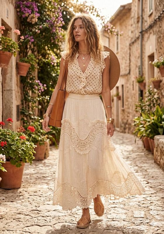 Blusa lunares flecos