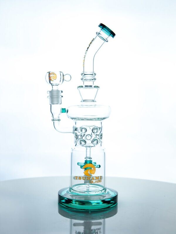 12" Double Propeller Drum Perc Recycler Blue