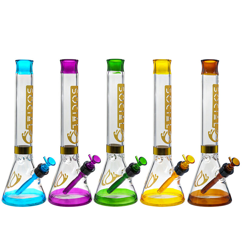 Social CASTOR Gold Foiled Beaker Waterpipe (MK-05) | 16 inch