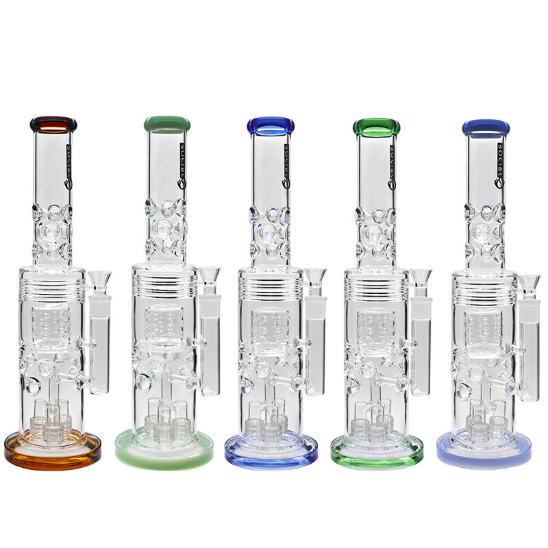 Social CENTAUR Triple Matrix with Barrel Perc Waterpipe (A811) | 18 inch