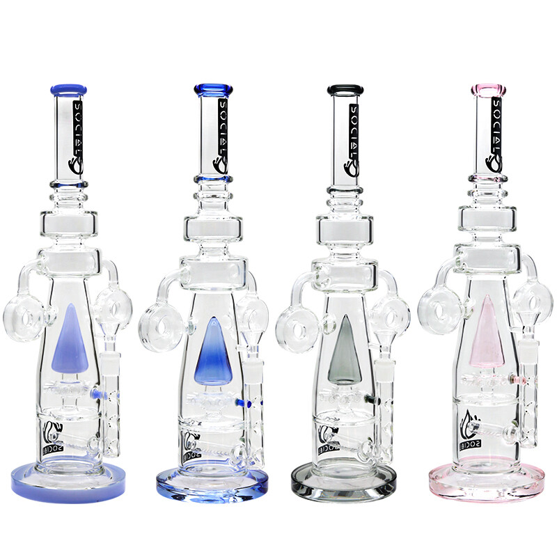 Social EARTHSHAKER Dual Donut Sprinkler Cone Waterpipe (A277) | 18 inch