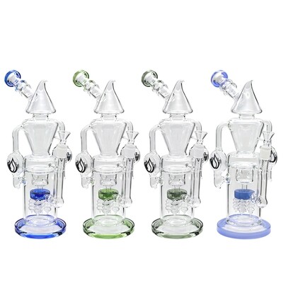 Social GYROCOPTER Pointed Top Recycler Waterpipe (A927) | 13 inch