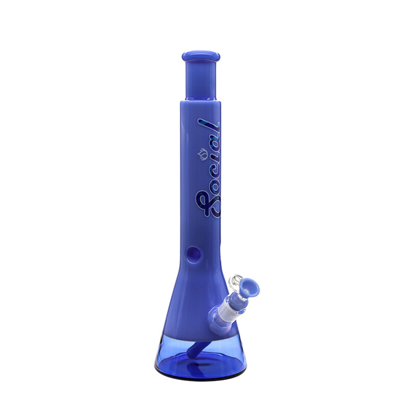 Social MARSHMELLOW Slyme Dual Colored Beaker Waterpipe (A7-02/03) | 16 inch, Color: Blue