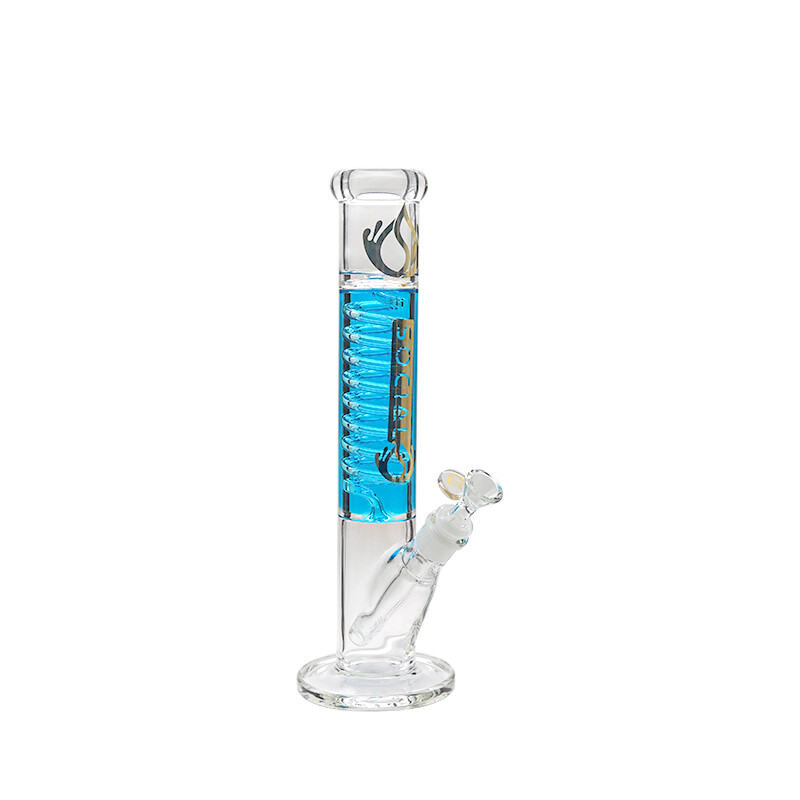 Social Gel Series HERA with Coil Perc Straight Waterpipe 14 Inch, Color: Blue