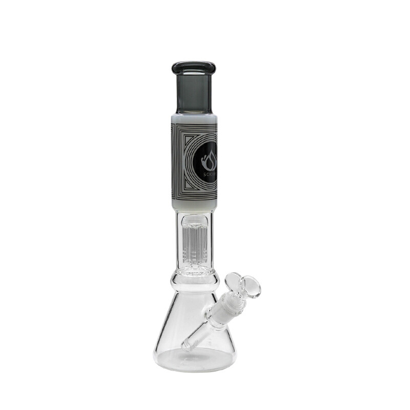 Social NUCLEUS with Tree Arm Perc Beaker Waterpipe (A-04/A-14) | 13 inch, Color: Black Top