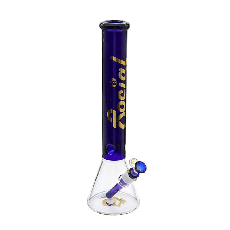 Social GOLD DUST 7mm Beaker Waterpipe (A7-09) | 16 inch, Color: Blue