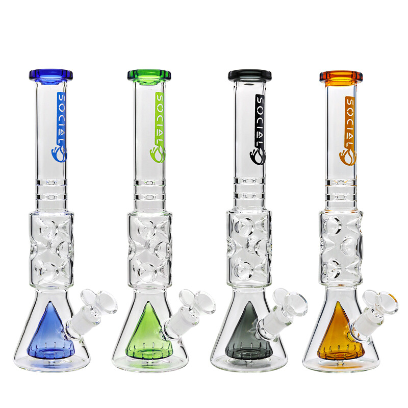 Social THANATOS Cone and Disc Perc Fab Egg Beam Beaker Waterpipe (A-12) | 14 inch