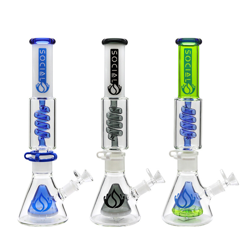 Social NYX Cone with Coil Perc 2 Joint Beaker Waterpipe (A-06/A-07/A-16) | 13 inch