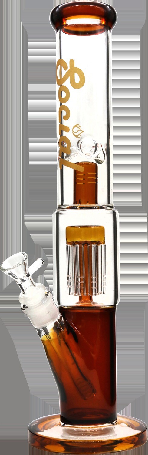 Social PATROCLUS Tree Arm Perc Straight Waterpipe (CY-004) | 14 inch, Color: Amber