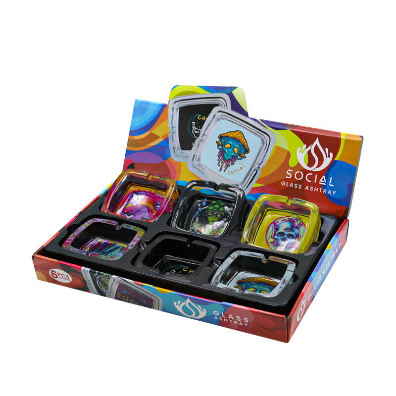 Social Square Glass Ashtrays