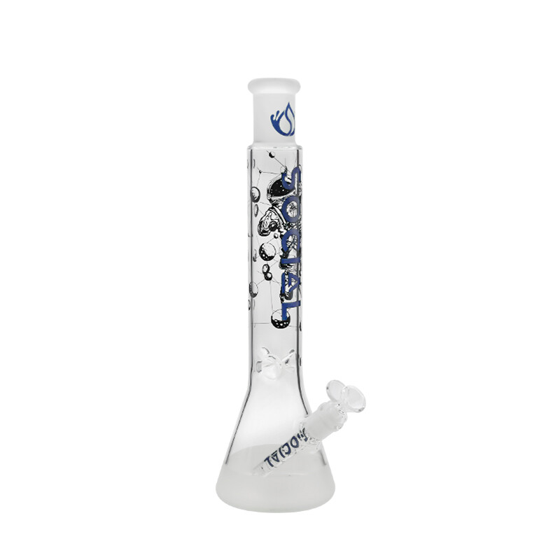 Social SPACE Frosted Printed Beaker Waterpipe 15 Inch, Color: Blue