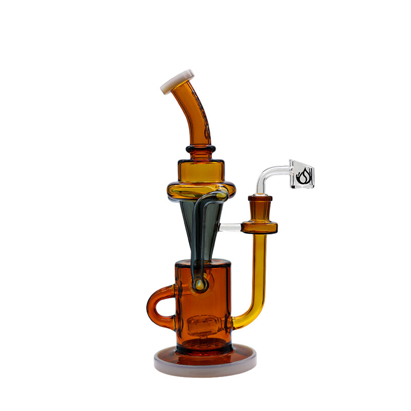 Social TALISMAN Conical Recycler Rig Waterpipe (A7-13) | 10 inch, Color: Amber