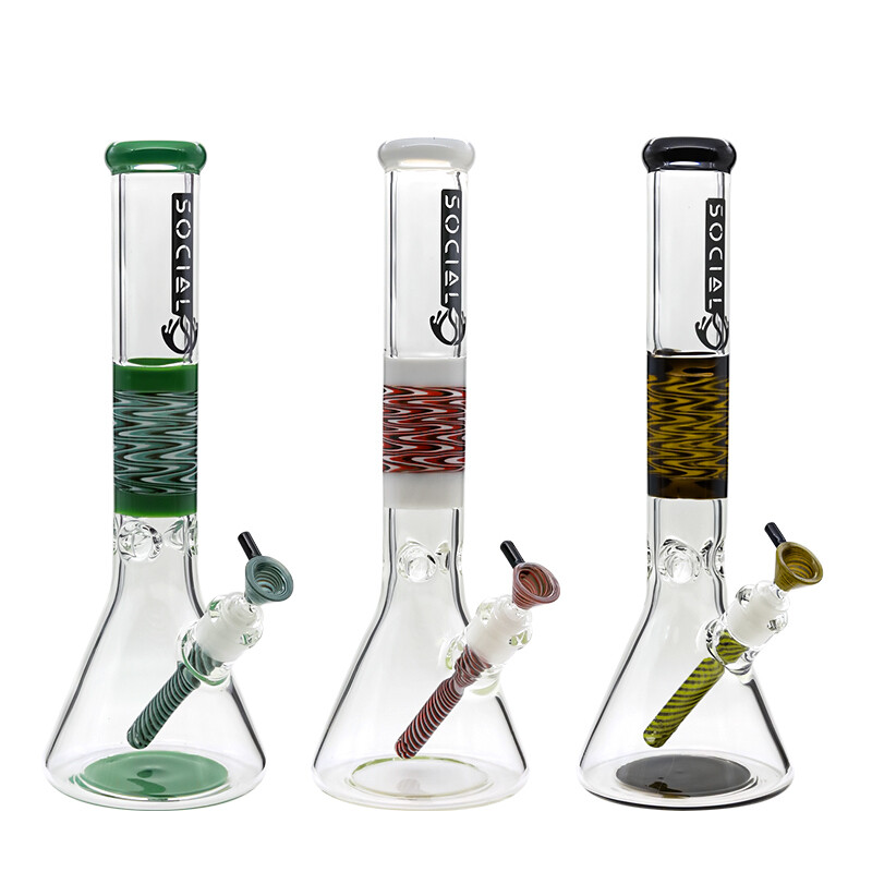 Social Wig Wag 7mm Heavy Beaker Waterpipe (A815) | 16 inch