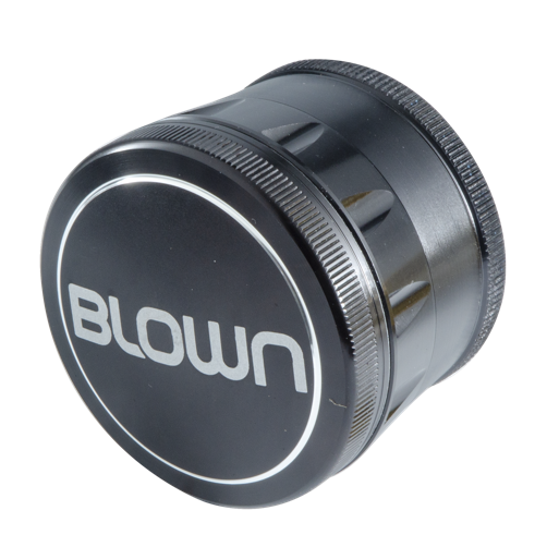 BLOWN Brand Aluminum Grinder- 63mm, 4 Piece, Curved, Color: Black
