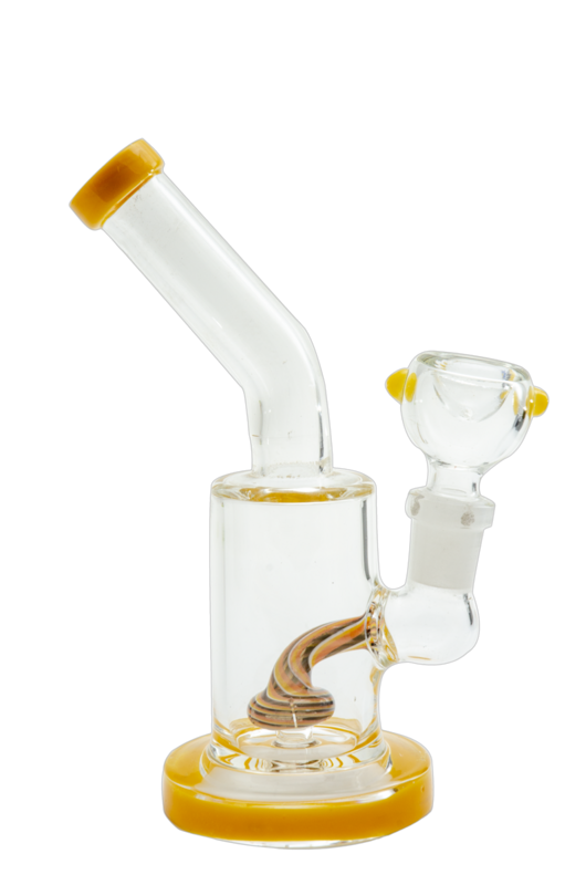 6&quot; Waterpipe w/ worked showerhead perc, colored base and mouth