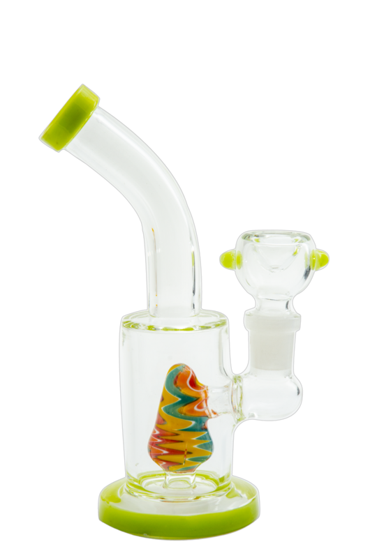 6&quot; Waterpipe w/ worked cone perc, colored base and mouth