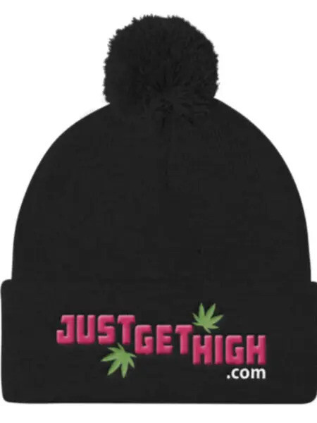 Just Get High Pom Pom Beanie, Color: Black