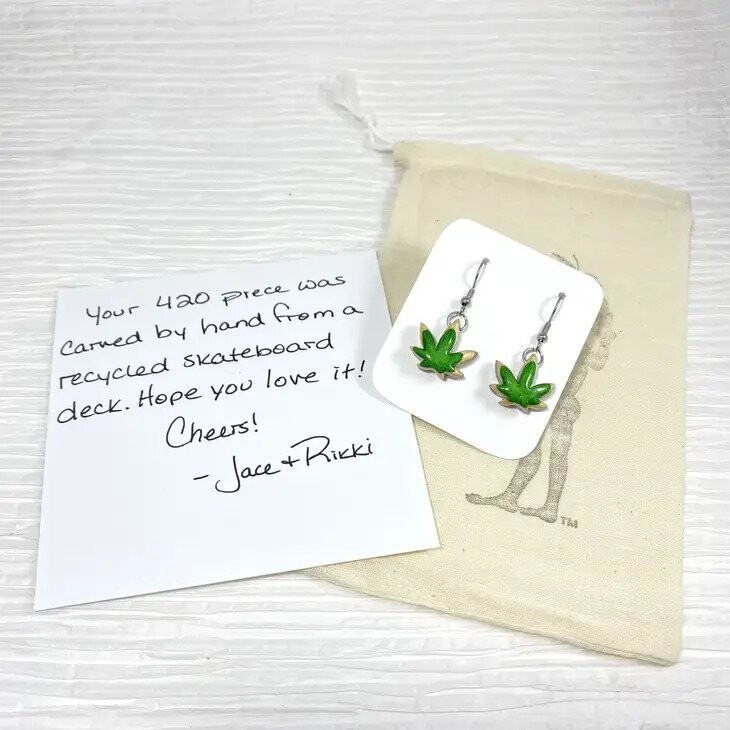 Skateboard 420 Earrings