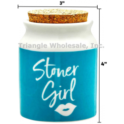 Stoner Girl Ceramic Storage Jar, Color: Blue