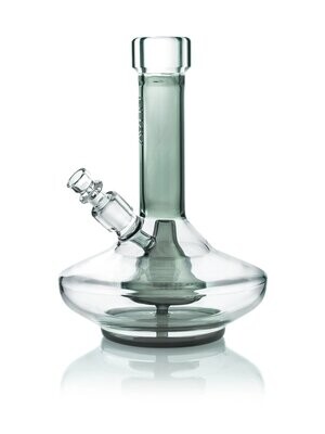Small Wide Base Water Pipe - Smoke with Clear Accents