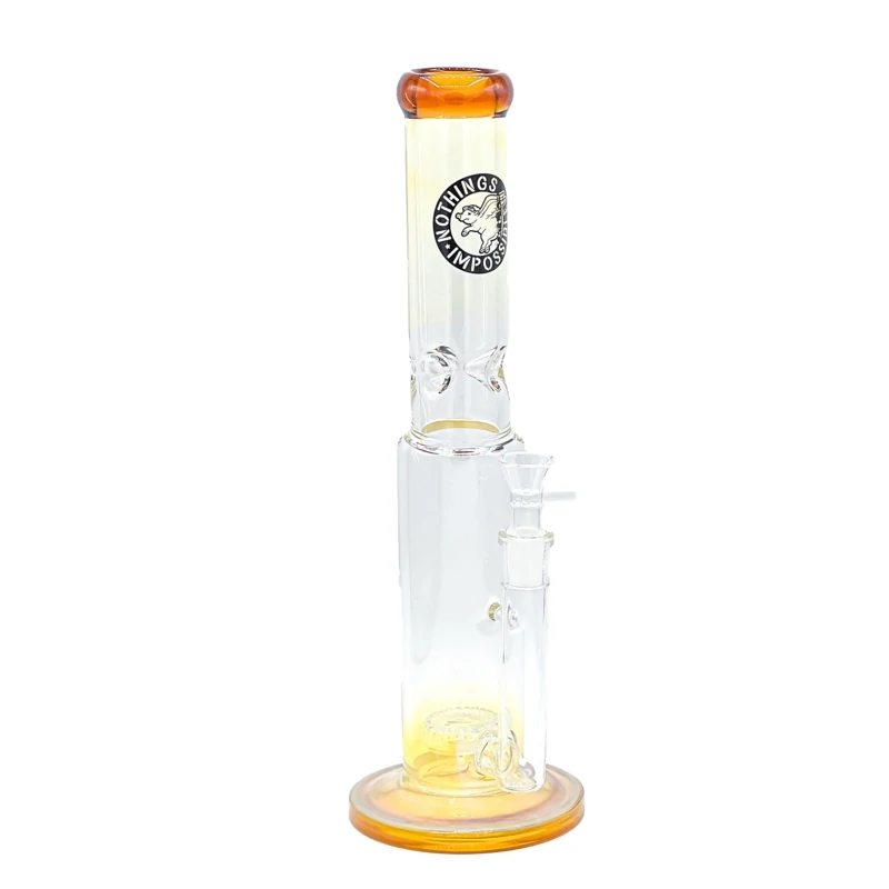 16&quot; Gold Fumed Straight Tube Bong w/ Inverted Showerhead Perc