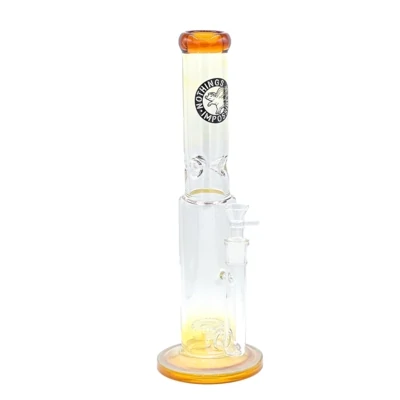 16" Gold Fumed Straight Tube Bong w/ Inverted Showerhead Perc