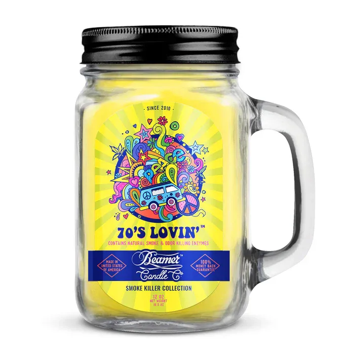 Beamer Mason Jar Candle (12 oz.), Style: 70's Lovin