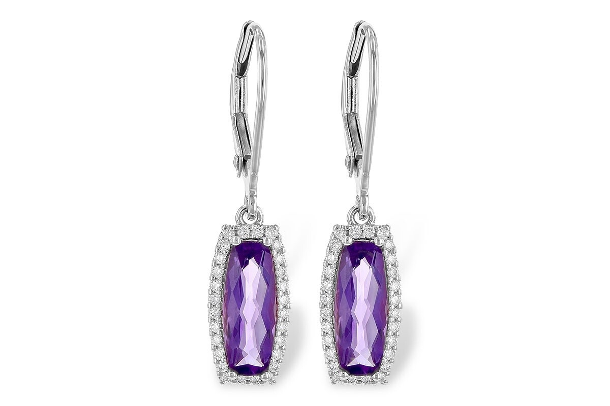 14KT 1.6ct Amethyst .18ct Diamond Earings