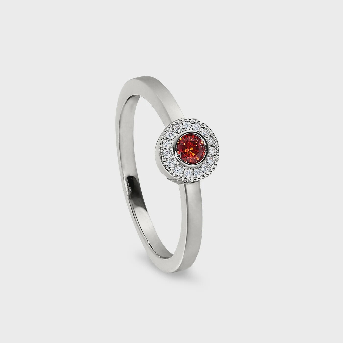 SS Simulated Garnet & Dia Ring