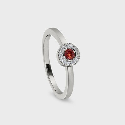 SS Simulated Garnet & Dia Ring
